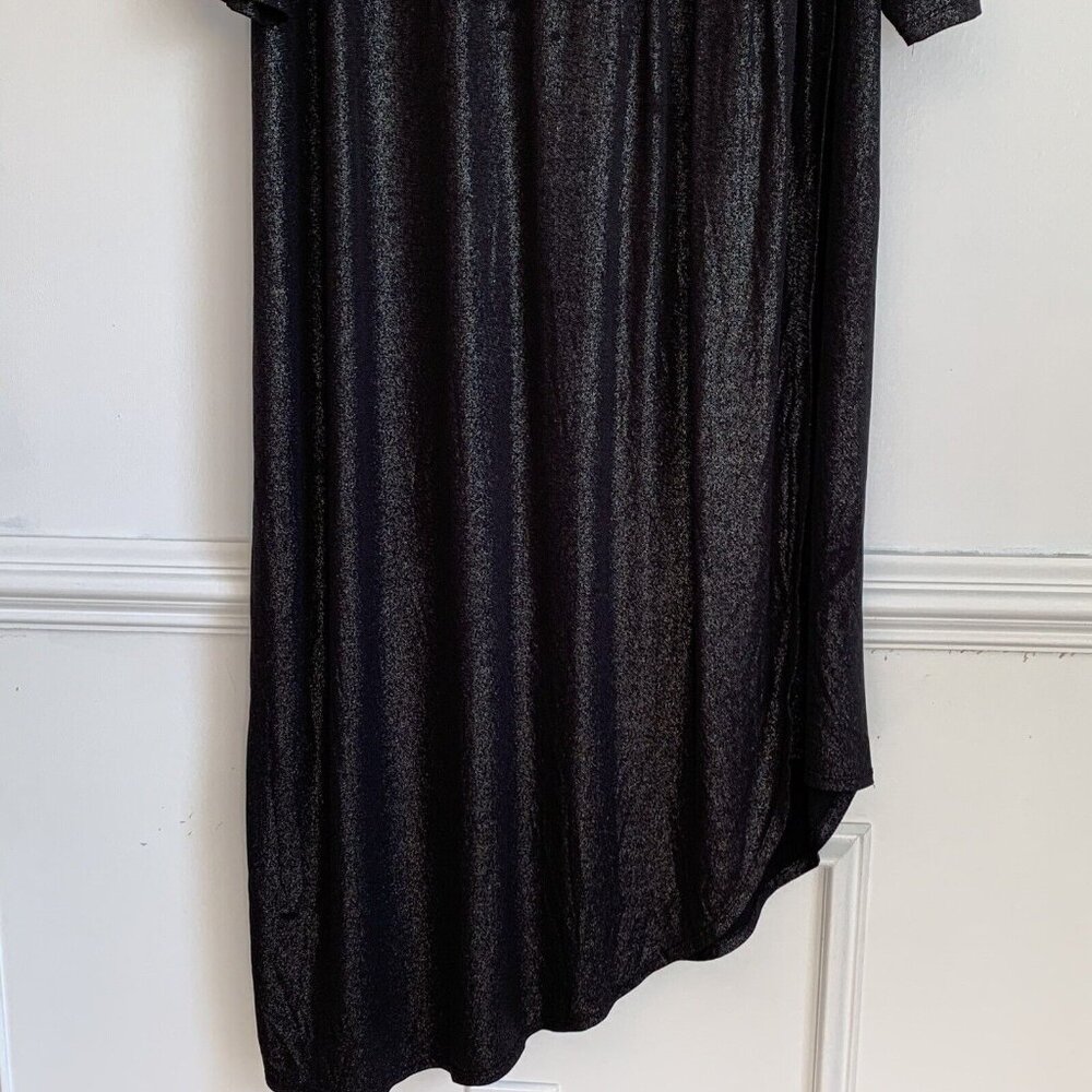 Catherines Asymmetrical Black Metallic Dress Size 3X Holiday 3/4 Sleeve Cocktail - Picture 4 of 9